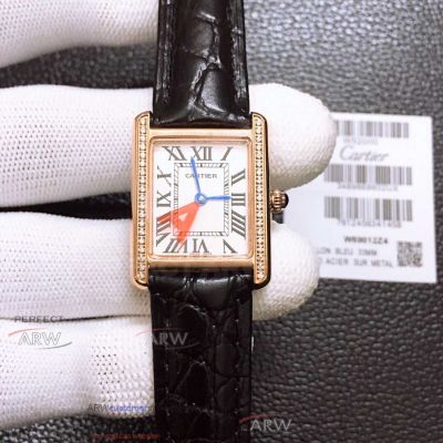 Perfect Replica Cartier Ballon Bleu Rose Gold Diamond Bezel White Roman Face Women Watch